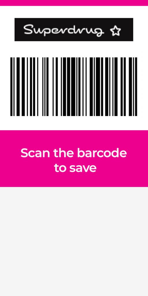 Superdrug Health and Beauty Card barcode Picture screenshot